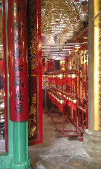 The incense cones inside Man Mo Temple